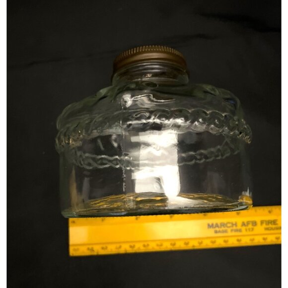 Antique Eagle Pressed Glass Oil kerosene Lamp Base Brass Collar - Picture 5 of 6